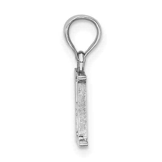 10K White Gold Polished Block Initial H Charm