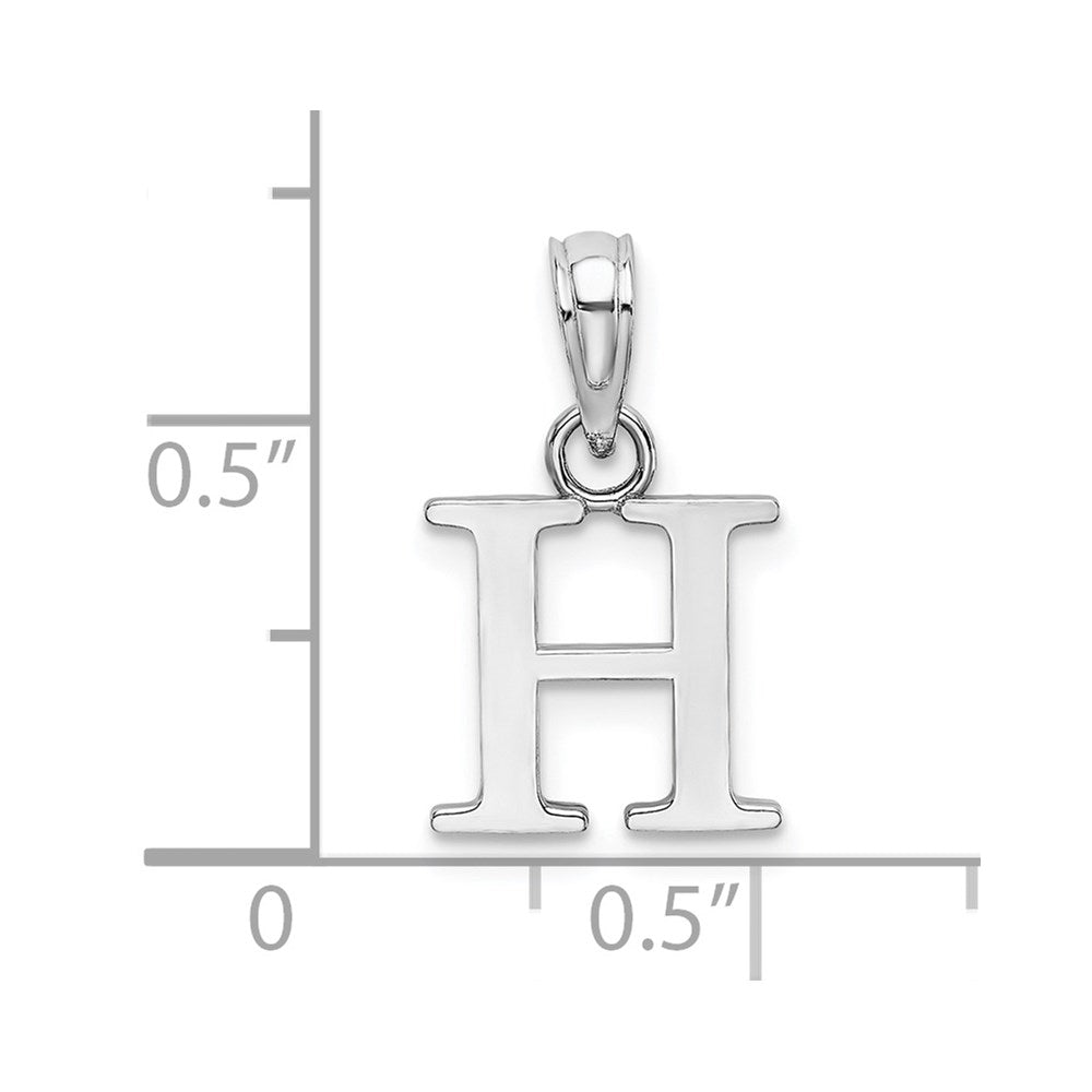 10K White Gold Polished Block Initial H Charm