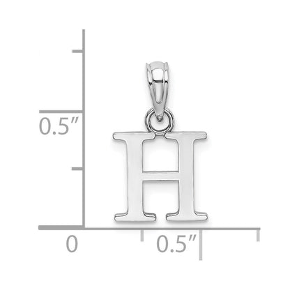 10K White Gold Polished Block Initial H Charm