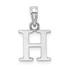 10K White Gold Polished Block Initial H Charm