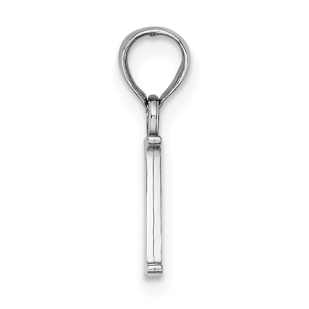 10K White Gold Polished Block Initial I Charm