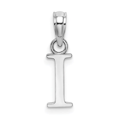 10K White Gold Polished Block Initial I Charm