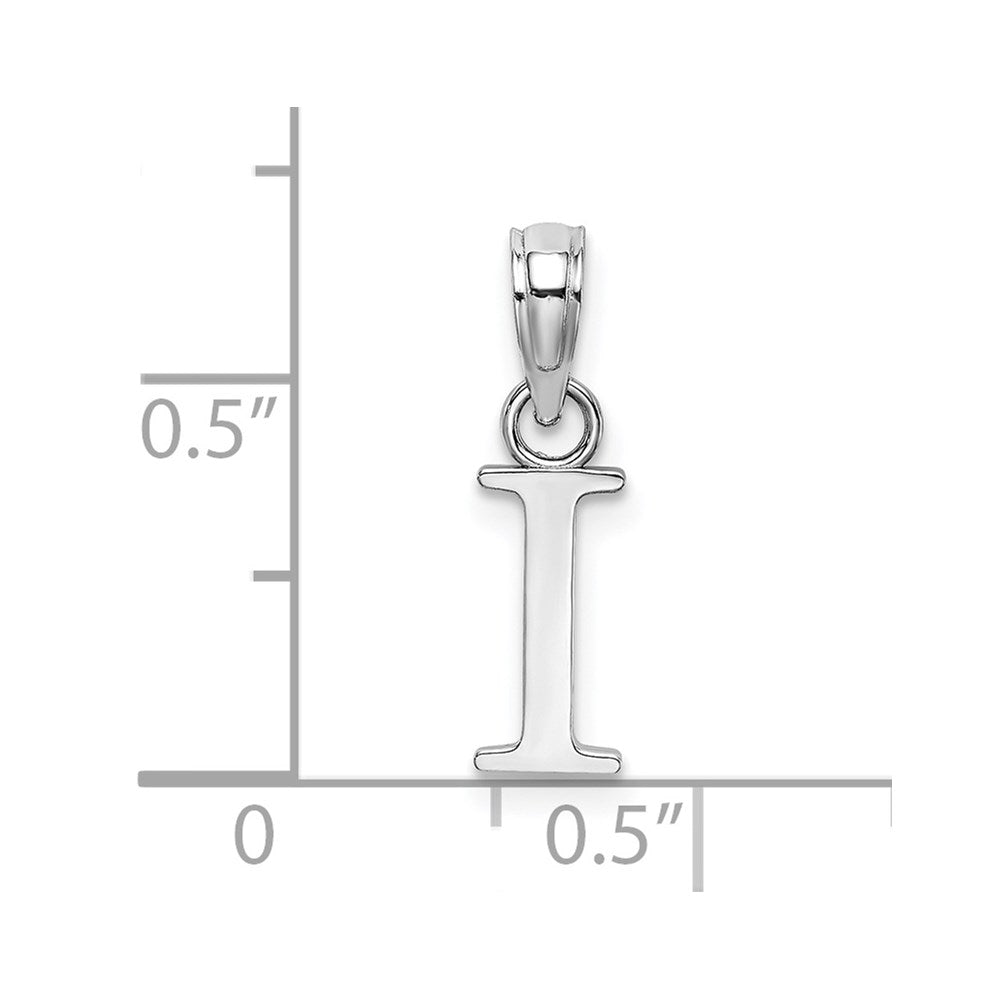10K White Gold Polished Block Initial I Charm