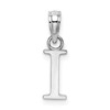 10K White Gold Polished Block Initial I Charm