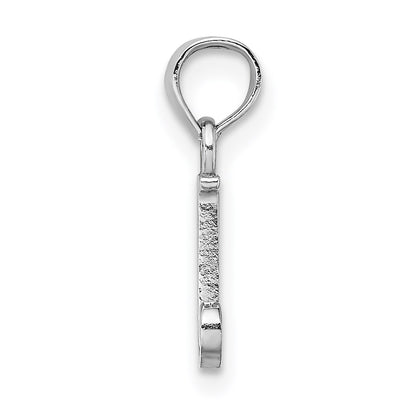10K White Gold Polished Block Initial J Charm