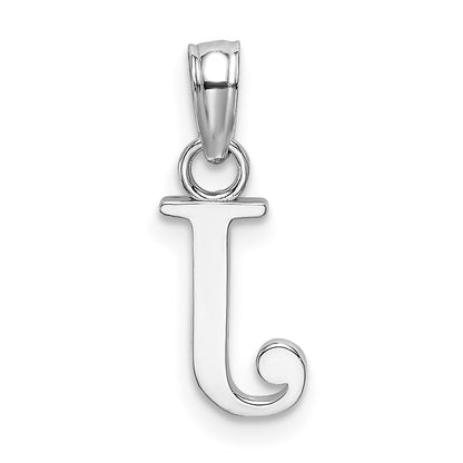 10K White Gold Polished Block Initial J Charm