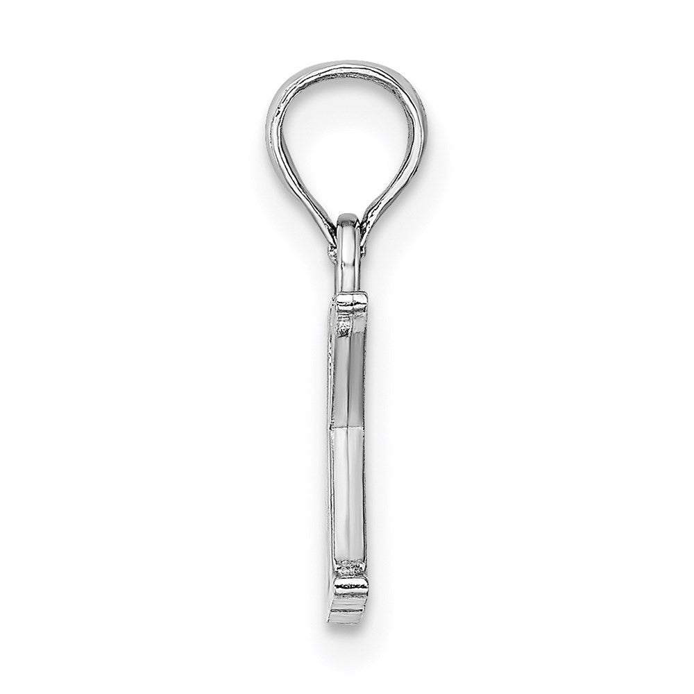 10K White Gold Polished Block Initial K Charm