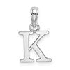 10K White Gold Polished Block Initial K Charm