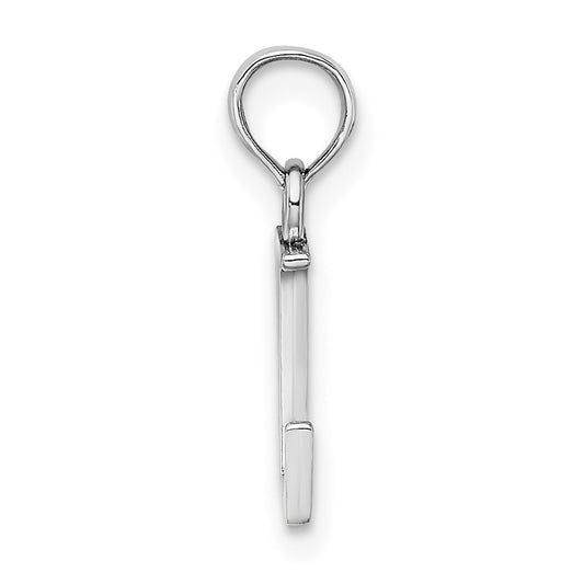10K White Gold Polished Block Initial L Charm
