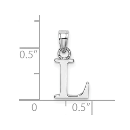 10K White Gold Polished Block Initial L Charm