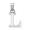 10K White Gold Polished Block Initial L Charm