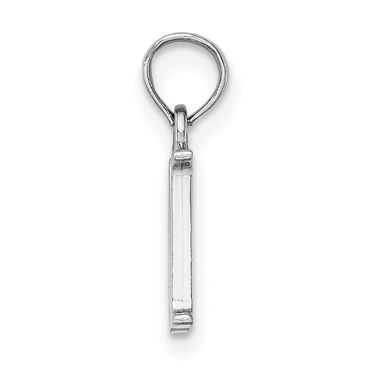 10K White Gold Polished Block Initial M Charm