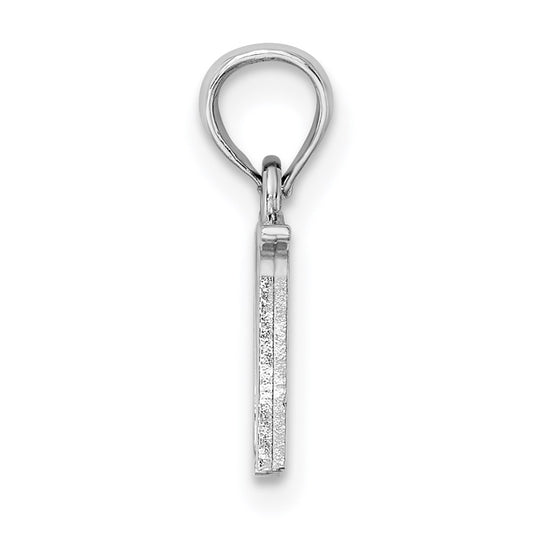 10K White Gold Polished Block Initial N Charm