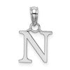 10K White Gold Polished Block Initial N Charm