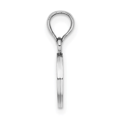 10K White Gold Polished Block Initial O Charm