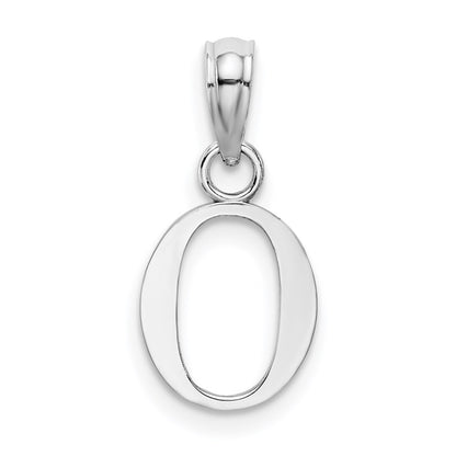 10K White Gold Polished Block Initial O Charm