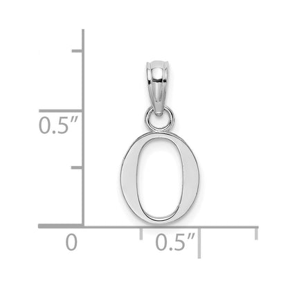 10K White Gold Polished Block Initial O Charm