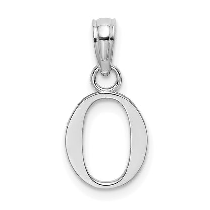 10K White Gold Polished Block Initial O Charm