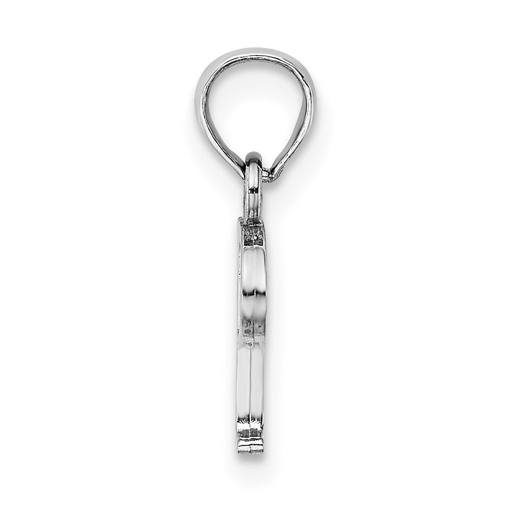 10K White Gold Polished Block Initial P Charm