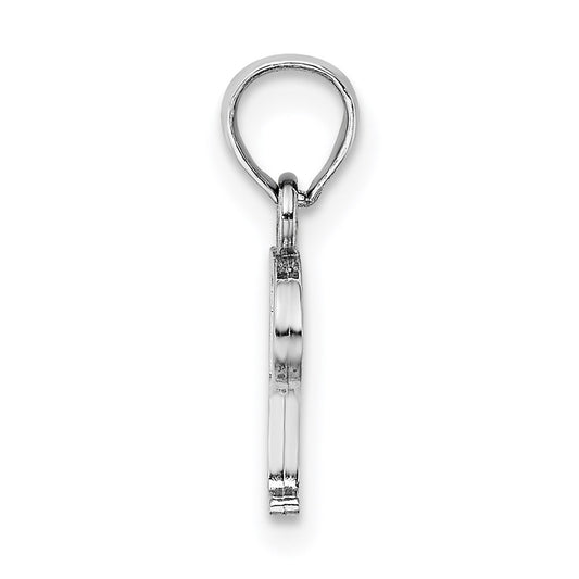 10K White Gold Polished Block Initial P Charm
