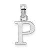 10K White Gold Polished Block Initial P Charm