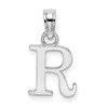 10K White Gold Polished Block Initial R Charm