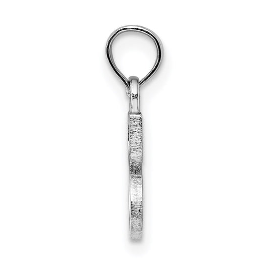 10K White Gold Polished Block Initial S Charm