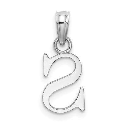 10K White Gold Polished Block Initial S Charm