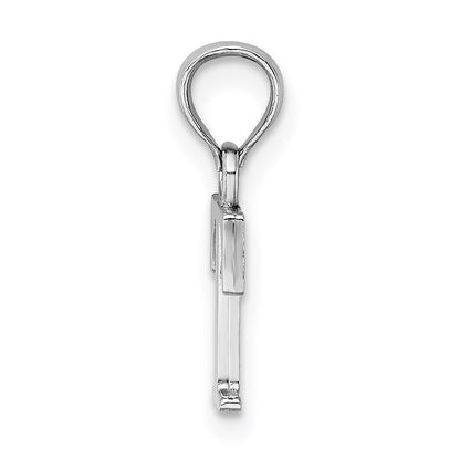 10K White Gold Polished Block Initial T Charm