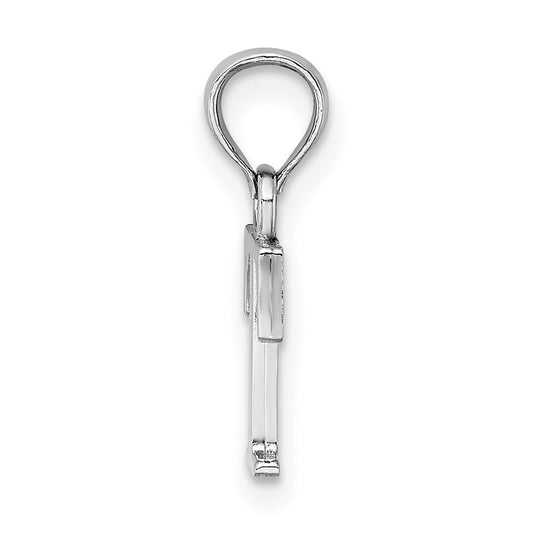 10K White Gold Polished Block Initial T Charm