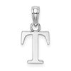 10K White Gold Polished Block Initial T Charm