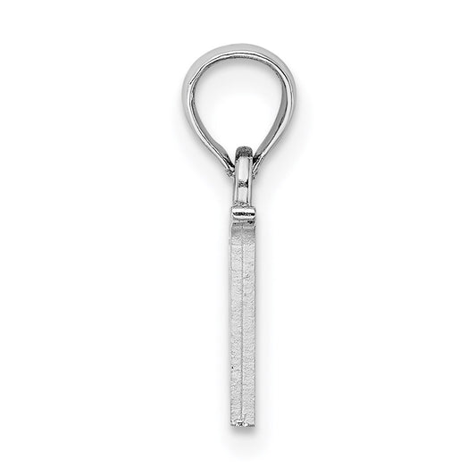 10K White Gold Polished Block Initial V Charm