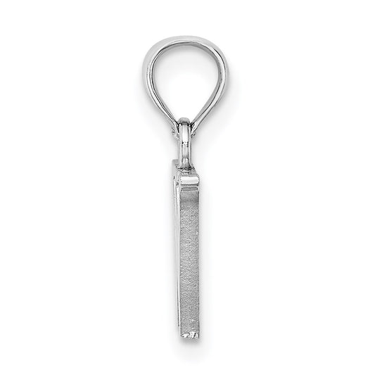 10K White Gold Polished Block Initial W Charm