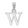 10K White Gold Polished Block Initial W Charm