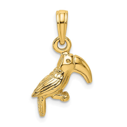 10K 3-D Textured and Polished Toucan Bird Charm