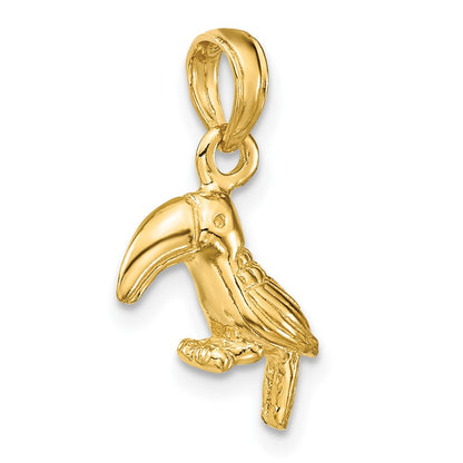 10K 3-D Textured and Polished Toucan Bird Charm