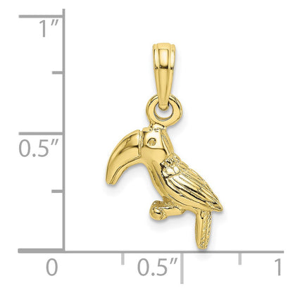 10K 3-D Textured and Polished Toucan Bird Charm