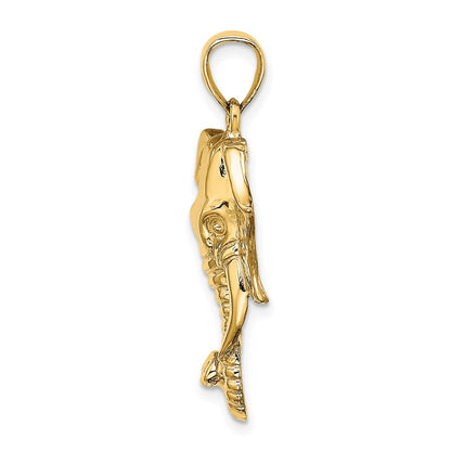 10K 2-D Elephant Head with Twisted Trunk Charm