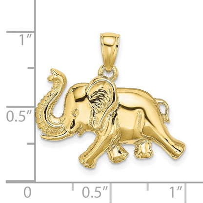 10K 2-D Elephant Running with Raised Trunk Charm
