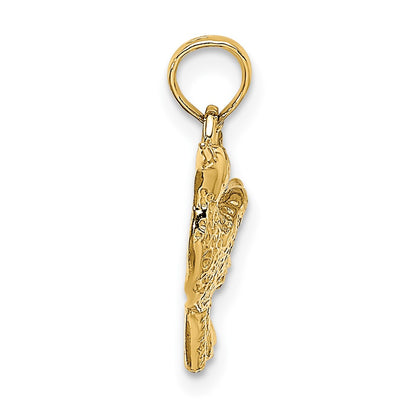10K Etched Hummingbird Charm