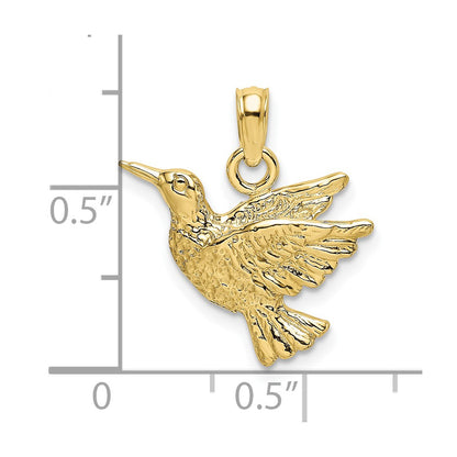 10K Etched Hummingbird Charm