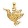 10K Etched Hummingbird Charm