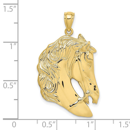 10K Large Horse Head with Long Mane Charm
