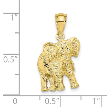 10K 2-D Elephant with Raised Trunk Charm