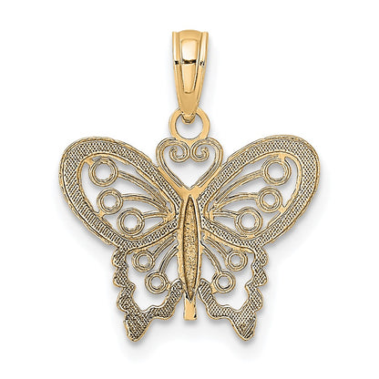 10k Diamond-cut Butterfly Charm