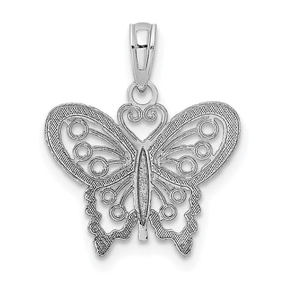10K White Gold Textured Butterfly Charm