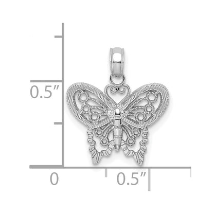 10K White Gold Textured Butterfly Charm