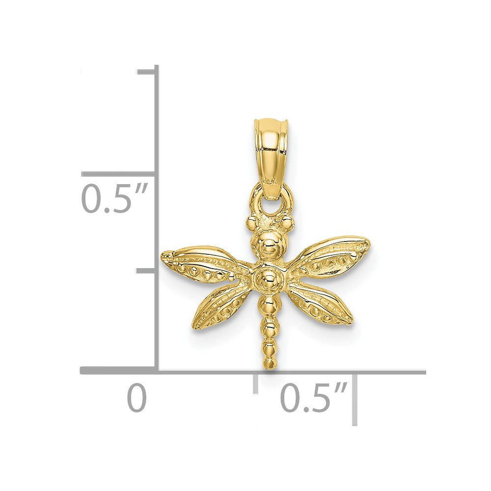 10K 2-D Mini Dragonfly with Solid Wings Charm