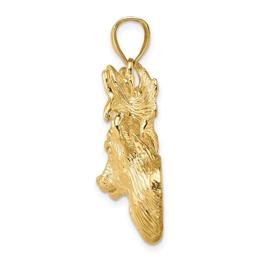 10K 2-D Textured Deer Head Charm