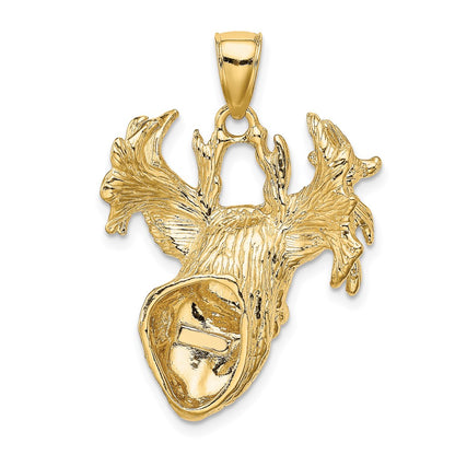 10K 2-D Textured Deer Head Charm